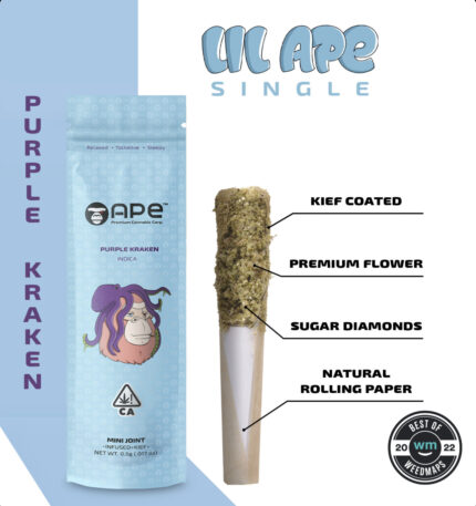 .5G Infused Kief Mini Joint- Purple Kraken By Ape (Indica)